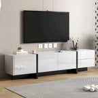 Modern Rectangle TV Stand for TVs Up to 80 with High Gloss UV Surface