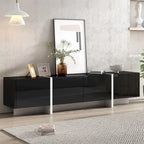74.8" Modern TV Stand for up to 80" TVs - High Gloss UV Surface with 2 Drawers & 3 Cabinets - Contemporary Media Console