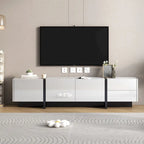 74.8" Modern TV Stand for up to 80" TVs - High Gloss UV Surface with 2 Drawers & 3 Cabinets - Contemporary Media Console
