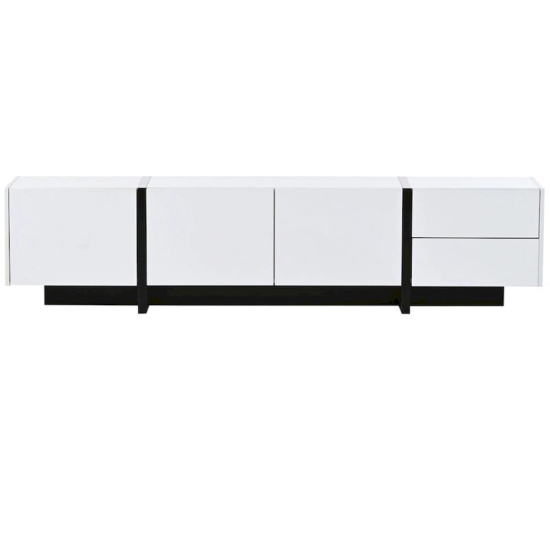 74.8" Modern TV Stand for up to 80" TVs - High Gloss UV Surface with 2 Drawers & 3 Cabinets - Contemporary Media Console