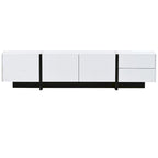 74.8" Modern TV Stand for up to 80" TVs - High Gloss UV Surface with 2 Drawers & 3 Cabinets - Contemporary Media Console