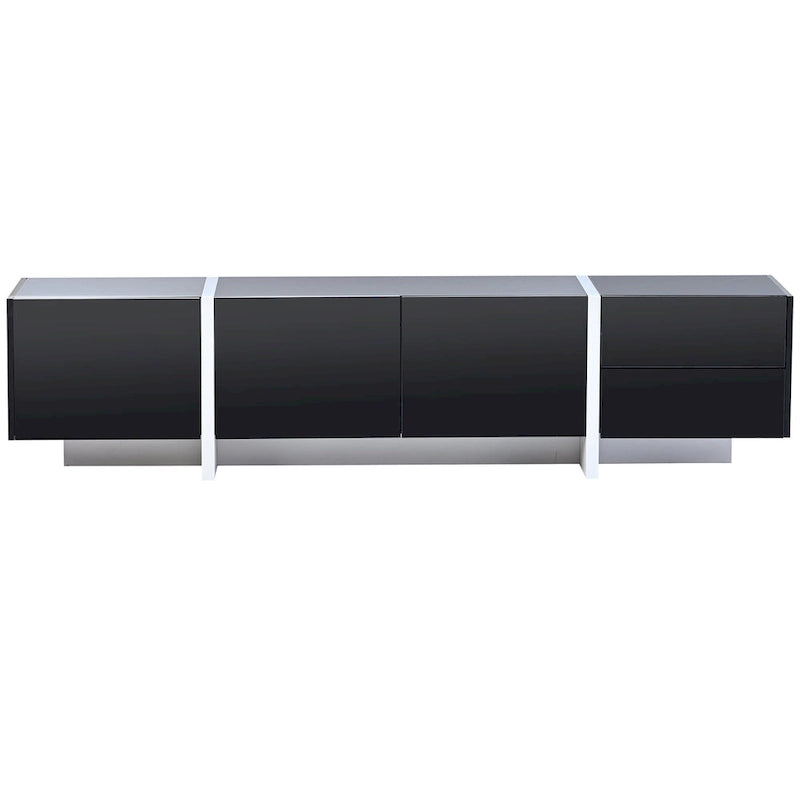 74.8" Modern TV Stand for up to 80" TVs - High Gloss UV Surface with 2 Drawers & 3 Cabinets - Contemporary Media Console