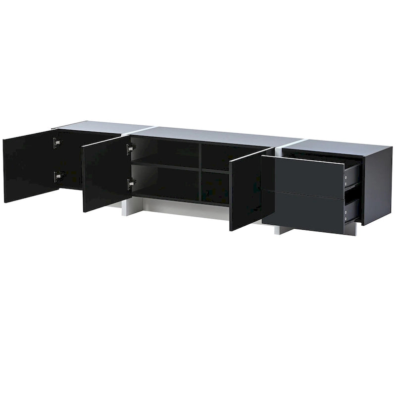 74.8" Modern TV Stand for up to 80" TVs - High Gloss UV Surface with 2 Drawers & 3 Cabinets - Contemporary Media Console