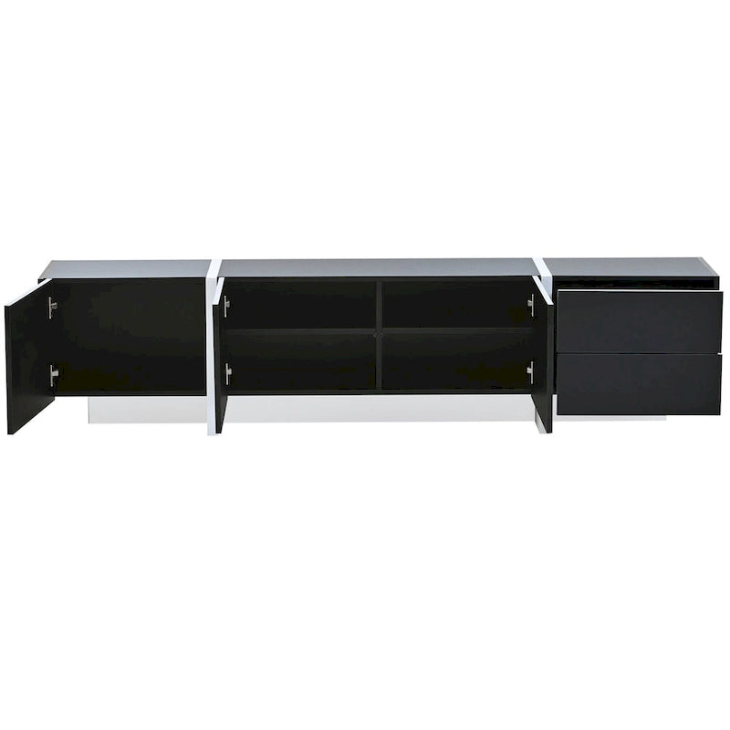 74.8" Modern TV Stand for up to 80" TVs - High Gloss UV Surface with 2 Drawers & 3 Cabinets - Contemporary Media Console
