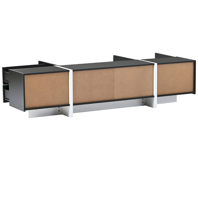 74.8" Modern TV Stand for up to 80" TVs - High Gloss UV Surface with 2 Drawers & 3 Cabinets - Contemporary Media Console