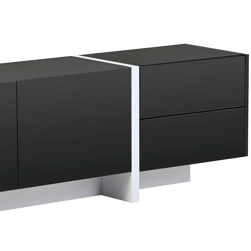 74.8" Modern TV Stand for up to 80" TVs - High Gloss UV Surface with 2 Drawers & 3 Cabinets - Contemporary Media Console