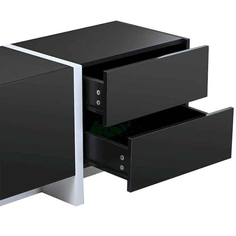 74.8" Modern TV Stand for up to 80" TVs - High Gloss UV Surface with 2 Drawers & 3 Cabinets - Contemporary Media Console