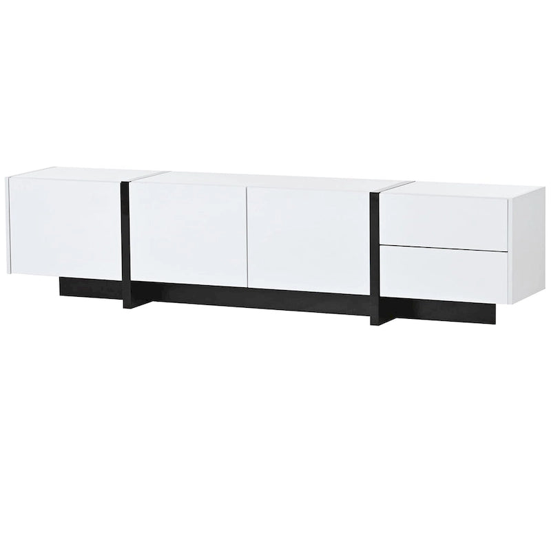 74.8" Modern TV Stand for up to 80" TVs - High Gloss UV Surface with 2 Drawers & 3 Cabinets - Contemporary Media Console