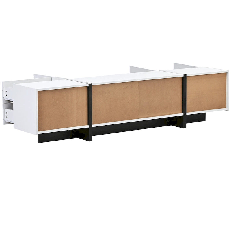 74.8" Modern TV Stand for up to 80" TVs - High Gloss UV Surface with 2 Drawers & 3 Cabinets - Contemporary Media Console