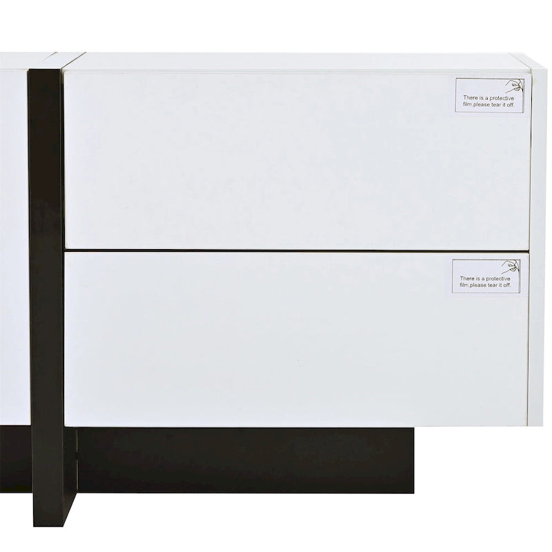 74.8" Modern TV Stand for up to 80" TVs - High Gloss UV Surface with 2 Drawers & 3 Cabinets - Contemporary Media Console