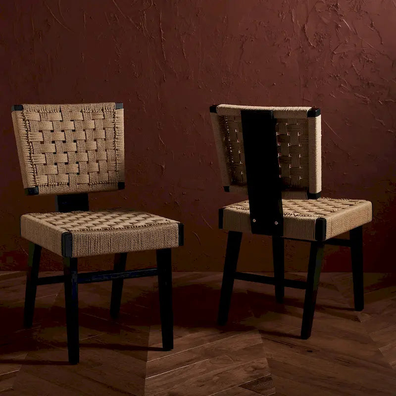 SAFAVIEH Couture Justice Woven Dining Chair (Set of 2) - 19 In. W x 24 In. D x 35 In. H - 19Wx24Dx35H