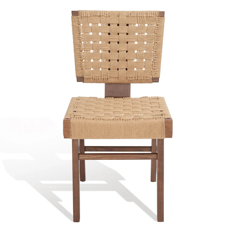 Woven Dining Chair Set of 2 - Natural Braided Accent Armless Chairs - 19"W x 24"D x 35"H - Modern Relaxed Style for Kitchen & Dining Room