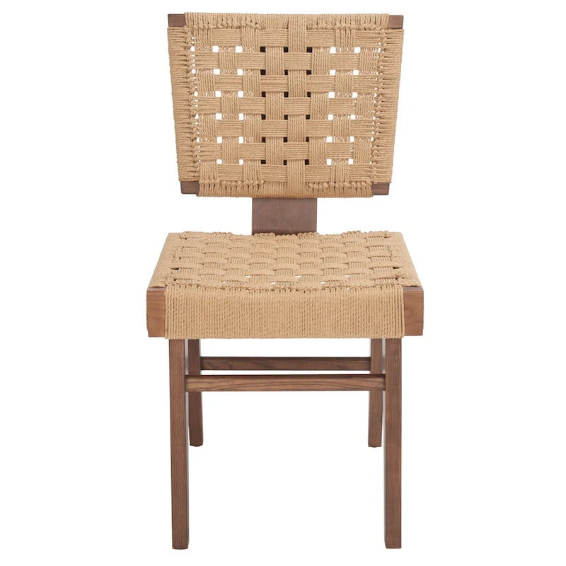 Woven Dining Chair Set of 2 - Natural Braided Accent Armless Chairs - 19"W x 24"D x 35"H - Modern Relaxed Style for Kitchen & Dining Room