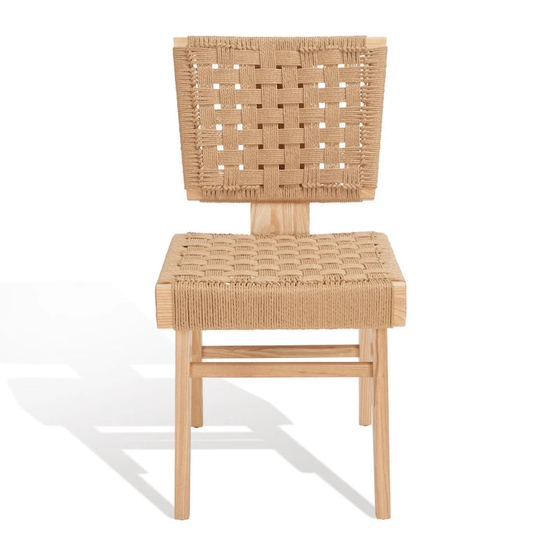 Woven Dining Chair Set of 2 - Natural Braided Accent Armless Chairs - 19"W x 24"D x 35"H - Modern Relaxed Style for Kitchen & Dining Room