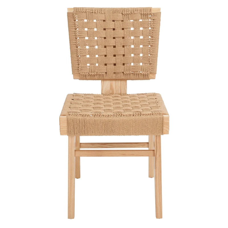 Woven Dining Chair Set of 2 - Natural Braided Accent Armless Chairs - 19"W x 24"D x 35"H - Modern Relaxed Style for Kitchen & Dining Room
