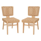 Woven Dining Chair Set of 2 - Natural Braided Accent Armless Chairs - 19"W x 24"D x 35"H - Modern Relaxed Style for Kitchen & Dining Room