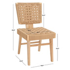 Woven Dining Chair Set of 2 - Natural Braided Accent Armless Chairs - 19"W x 24"D x 35"H - Modern Relaxed Style for Kitchen & Dining Room