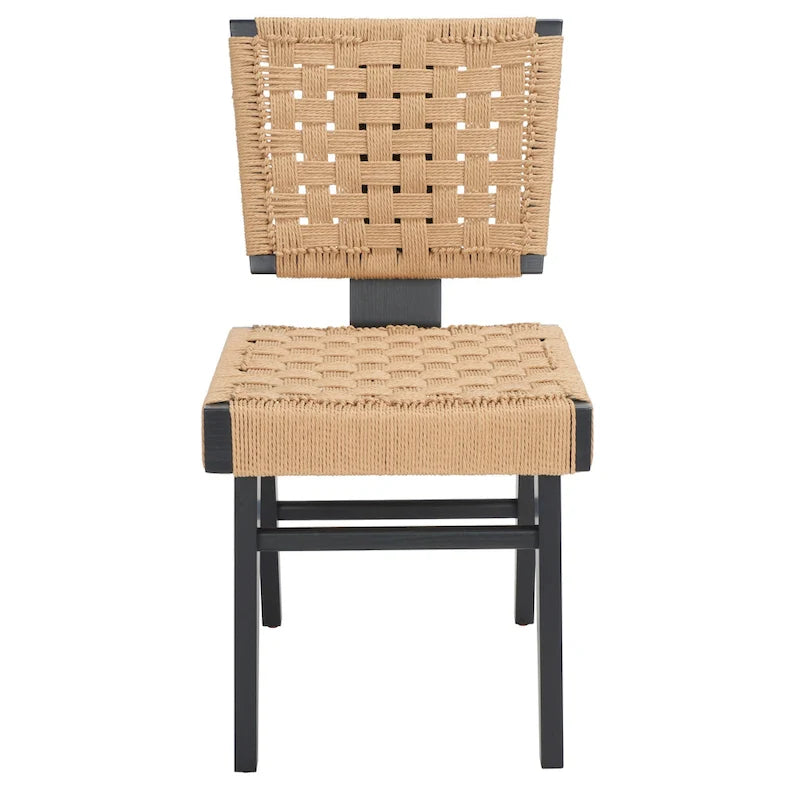 Woven Dining Chair Set of 2 - Natural Braided Accent Armless Chairs - 19"W x 24"D x 35"H - Modern Relaxed Style for Kitchen & Dining Room