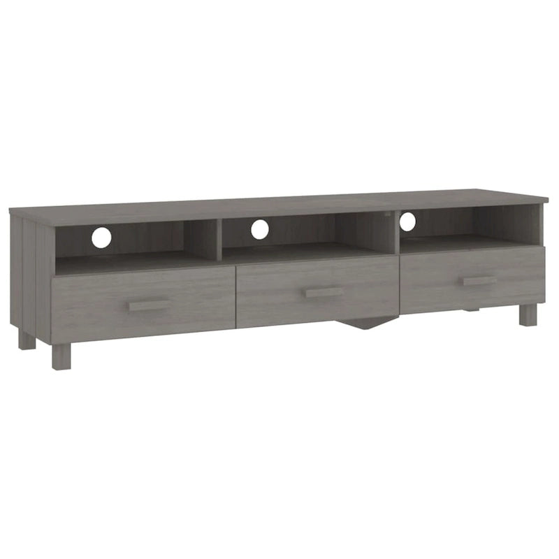 62.2" Solid Pine Wood TV Stand - 3 Drawers & 3 Compartments - Rustic Media Console with Cable Management