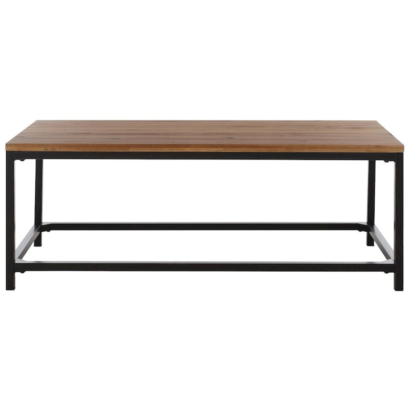 48" Reclaimed Wood Coffee Table - Black Metal Frame, Industrial Style, Smooth Wood Surface, 48"W x 24"D x 18"H