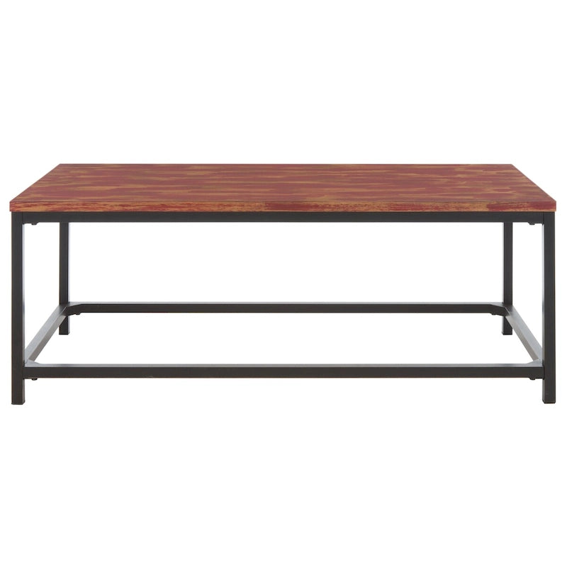 48" Reclaimed Wood Coffee Table - Black Metal Frame, Industrial Style, Smooth Wood Surface, 48"W x 24"D x 18"H