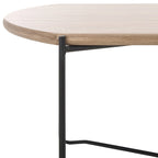 39.4" Rectangular Coffee Table - Curved Edges, Black Metal Base, Minimalist Style, 39.4"W x 20.5"D x 13.8"H
