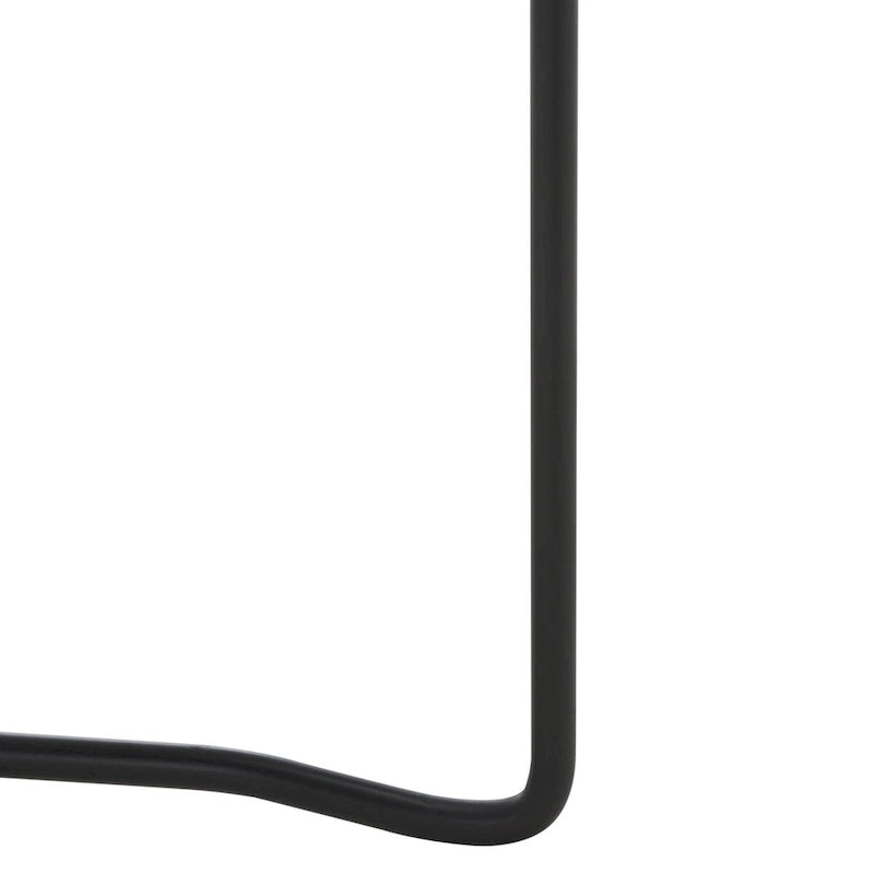 39.4" Rectangular Coffee Table - Curved Edges, Black Metal Base, Minimalist Style, 39.4"W x 20.5"D x 13.8"H