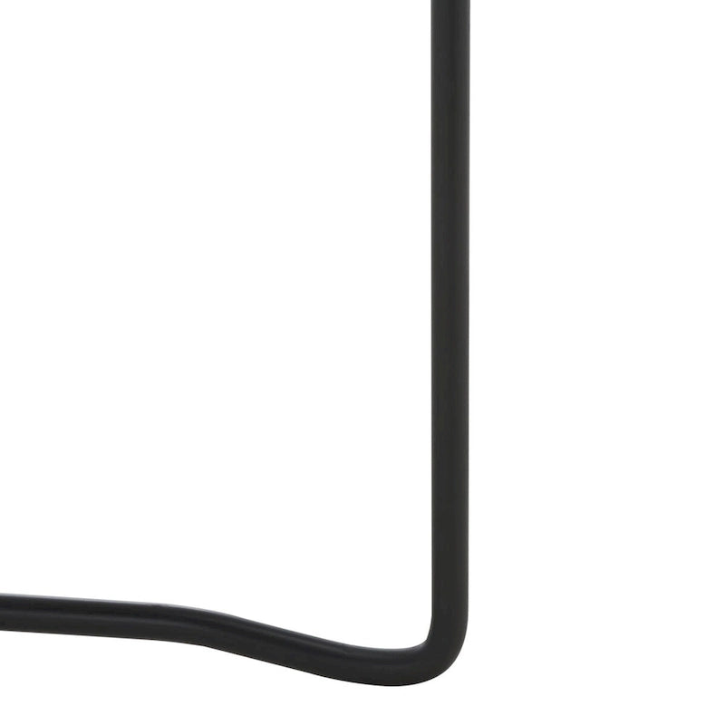 39.4" Rectangular Coffee Table - Curved Edges, Black Metal Base, Minimalist Style, 39.4"W x 20.5"D x 13.8"H