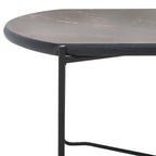 39.4" Rectangular Coffee Table - Curved Edges, Black Metal Base, Minimalist Style, 39.4"W x 20.5"D x 13.8"H