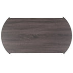 39.4" Rectangular Coffee Table - Curved Edges, Black Metal Base, Minimalist Style, 39.4"W x 20.5"D x 13.8"H