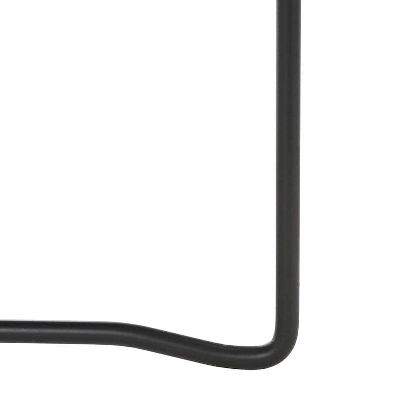 39.4" Rectangular Coffee Table - Curved Edges, Black Metal Base, Minimalist Style, 39.4"W x 20.5"D x 13.8"H