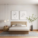 Modern Platform Bed with Headboard - Engineered Wood, Extra-Wide Bedsides, No Box Spring Needed, Minimalist Design