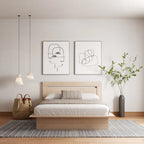 Modern Platform Bed with Headboard - Engineered Wood, Extra-Wide Bedsides, No Box Spring Needed, Minimalist Design