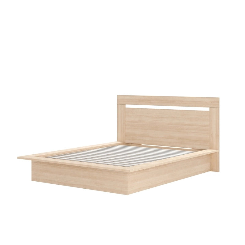 Modern Platform Bed with Headboard - Engineered Wood, Extra-Wide Bedsides, No Box Spring Needed, Minimalist Design