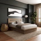 Modern Platform Bed with Headboard - Engineered Wood, Extra-Wide Bedsides, No Box Spring Needed, Minimalist Design