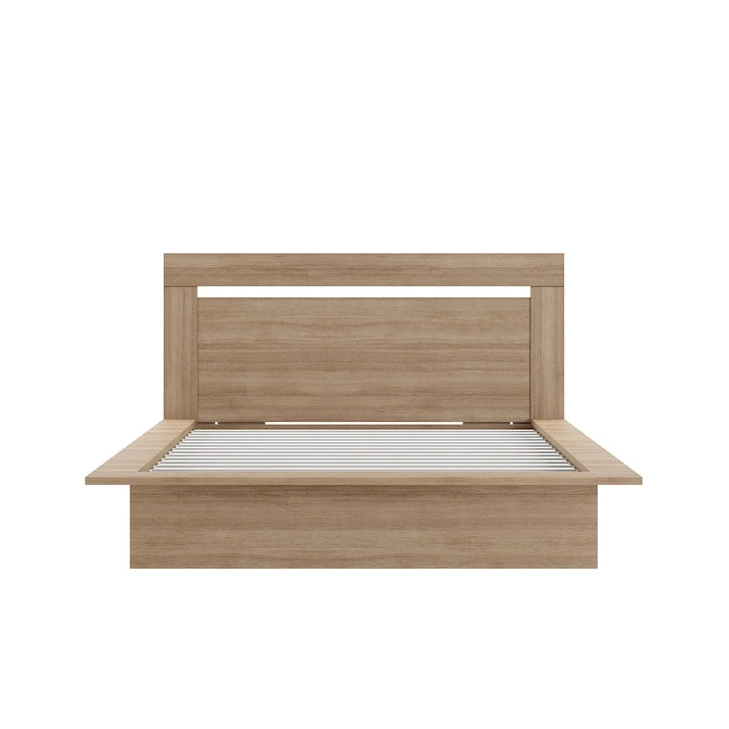 Modern Platform Bed with Headboard - Engineered Wood, Extra-Wide Bedsides, No Box Spring Needed, Minimalist Design