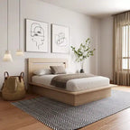 Modern Platform Bed with Headboard - Engineered Wood, Extra-Wide Bedsides, No Box Spring Needed, Minimalist Design