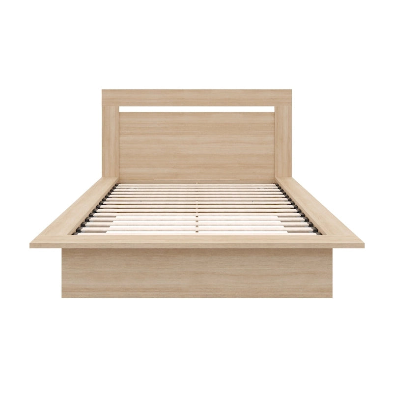 Modern Platform Bed with Headboard - Engineered Wood, Extra-Wide Bedsides, No Box Spring Needed, Minimalist Design