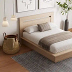 Modern Platform Bed with Headboard - Engineered Wood, Extra-Wide Bedsides, No Box Spring Needed, Minimalist Design