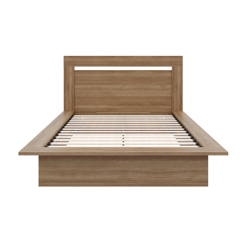 Modern Platform Bed with Headboard - Engineered Wood, Extra-Wide Bedsides, No Box Spring Needed, Minimalist Design