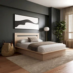 Modern Platform Bed with Headboard - Engineered Wood, Extra-Wide Bedsides, No Box Spring Needed, Minimalist Design