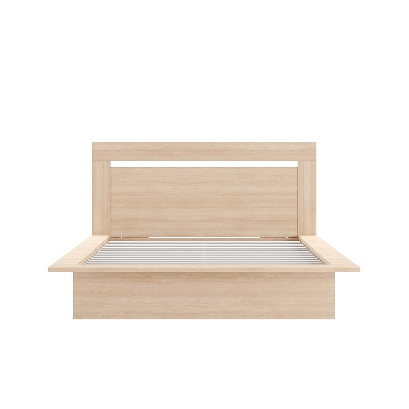 Modern Platform Bed with Headboard - Engineered Wood, Extra-Wide Bedsides, No Box Spring Needed, Minimalist Design
