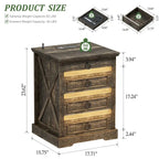 LED Nightstand with Charging Station - 2 Drawers, Wireless Charging, 2 USB Ports, Motion Sensor, MDF Wood