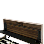 Queen Upholstered Platform Bed with Twin Trundle, Storage Headboard, USB Ports & 2 Drawers - Linen Fabric, 500lbs