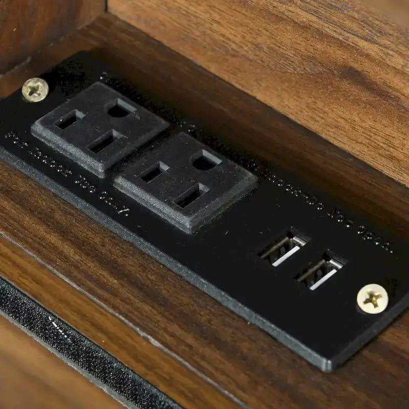 Queen Upholstered Platform Bed with Twin Trundle, Storage Headboard, USB Ports & 2 Drawers - Linen Fabric, 500lbs