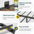 Full/Queen/King Platform Bed with Charging Station, LED Lights & Storage Headboard - Metal/MDF, 1200lbs Capacity