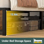 Full/Queen/King Platform Bed with Charging Station, LED Lights & Storage Headboard - Metal/MDF, 1200lbs Capacity