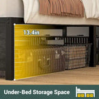 Full/Queen/King Platform Bed with Charging Station, LED Lights & Storage Headboard - Metal/MDF, 1200lbs Capacity