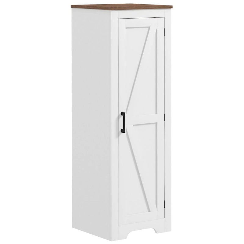 15.7" Storage Cabinet with Barn Door - 4-Tier, Adjustable Shelves, MDF & Particleboard, 57lbs Capacity, Farmhouse Style
