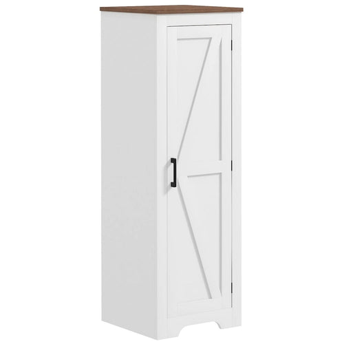15.7" Storage Cabinet with Barn Door - 4-Tier, Adjustable Shelves, MDF & Particleboard, 57lbs Capacity, Farmhouse Style